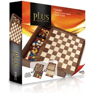 5er-Set Cayro Plus Brettspiele aus Holz 29 x 29 cm