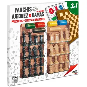 Cayro Parchís-schach-damen Mit Holz-zubehör Brettspiel 33x33 Cm