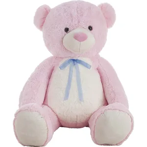 XXL Bär aus Plüsch in Rosa mit Schleife