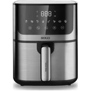 Sogo AIR FRYER 5L DIGIFRYER S/S-1400W, Fritteuse, Silber, Schwarz