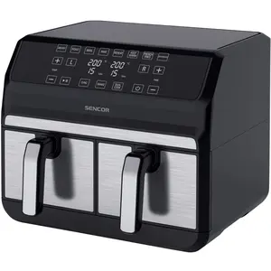 Sencor Luftfriteuse mit Touch-Bedienung, 8 Liter Kapazität, 1700 Watt, in 3 Minuten einsatzbereit, Fritteuse, Schwarz, Silber