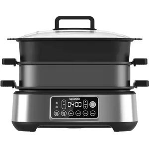 Sencor SPR 6300BK schwarz / Multifunktionaler Schongarer und Grill / 1360W / 6L / 40 - 200°C, Dampfgarer + Reiskocher, Schwarz günstig