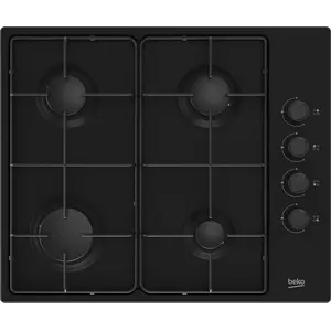 Beko HIGG 64123 SB, Schwarz, Integriert, 60 cm, Gaskochfeld, Emaillier...