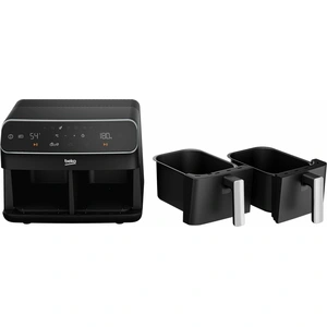 Beko FRL5388B, Heißluftfritteuse, 4,25 l, Doppel, Schwarz, Berührung, Eigenständig