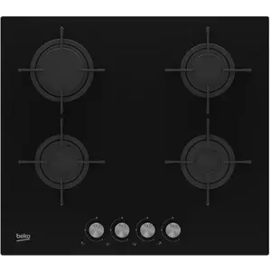 Beko HILG64221S, Schwarz, Integriert, 60 cm, Gaskochfeld, Glas, 4 Zone...