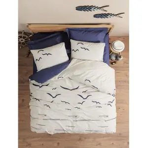 L'Essentiel Linge de Maison, Larum - Dark Blue, Ranforce King-Size-Bettbezug-Set (FR), Dunkelblau, 100 % BAUMWOLLE RANFORCE, 240 x 220 cm günstig