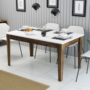 MENZZO Skye Decor, Milan 514 - Walnut, White, Esstisch, Nussbaum, 100 % MELAMINBESCHICHTETE SPANPLATTEN, 145 x 88 x 75 cm günstig