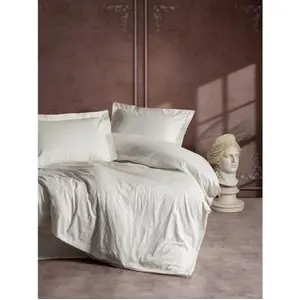 L'Essentiel Linge de Maison, Stripe - Ecru, Ekru, Satin-King-Bettbezug-Set (FR), 100 % Baumwollsatin, 240 x 220 cm günstig
