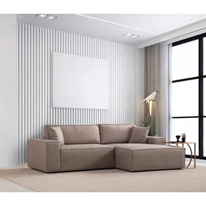 Hanah Home, Ecksofa-Bett (Braun) mit Buchenholzrahmen, 260 x 170 x 78 cm | 100% Polyester, umwandelbar mit Schiebemechanismus | Bequeme Polsterung, ideal für modernes Wohnen. günstig