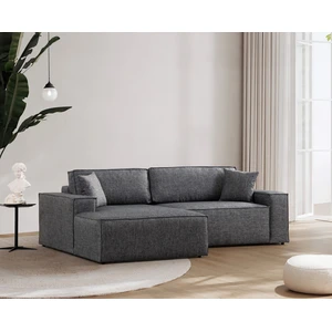 Hanah Home, Ecksofa-Bett in Dunkelgrau, 260 x 170 x 78 cm | Buchenholz & Spanplatte, 100% Polyester, 28 DNS Schaum | Umbaumechanismus, ideal für modernes Wohnen! günstig