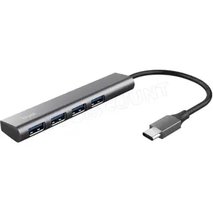 Trust Halyx USB-C zu USB-A 3.2 Gen1- Hub mit 4 Anschlüssen - Grau