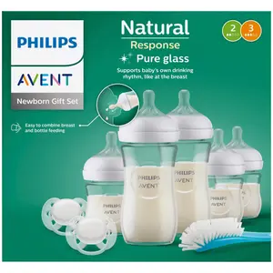 Philips Avent 8-tlg. Babyflaschen-Set, Natural Response, Glas, ab Geburt günstig