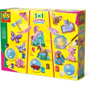 SES Creative Gießen und anmalen - 3 in 1, Guss-/Mal-Set für Kinder, 5 Jahr(e), Karton, Mehrfarbig