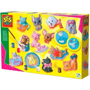 Ses Spielform Und Male Hunde Und Katzen Mit Glitzer
