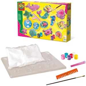 SES Creative® Gipsgießen-Set Glitzer Meerestiere mehrfarbig