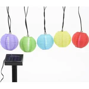LED Solar Lichterkette Lampions 4,5m Nylon Bunt / Kaltweiß