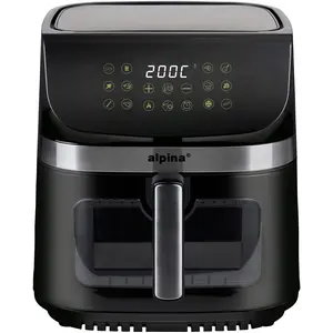 ALPINA Heißluftfritteuse XXL, 9L, 1800W, Timer, 80...200°C, Digitalanz...