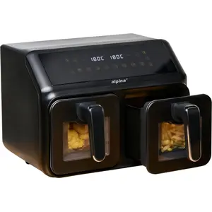 alpina Double Airfryer XXL - Air Fryer 2 Kammern von 4L - Heißluftfrit...