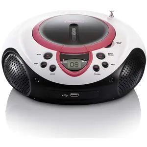 Lenco SCD-38 USB Pink - Tragbares FM-Radio mit CD/MP3-Player - USB-Ein...
