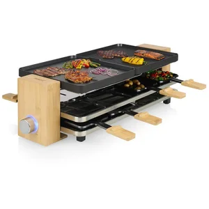 PRINCESS Raclette, 8 Raclettepfännchen, 1300 W, Tischgrill Holz Design...