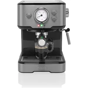 Princess 249415, Siebträgermaschine, Schwarz, Silber