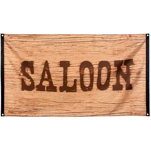 Boland Cowboy-Kostüm Fahne Wild West Saloon Polyester Deko 90x150 cm für Westernparty Bar, Mit praktischen Ösen zum einfachen Aufhängen günstig
