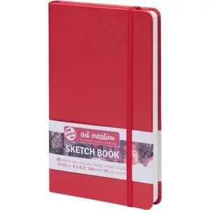 Talens, Heft + Block, Sketchbook Red 13 x 21 cm, 140 g, 80 sheets (A5, Blanko, Harter Einband)