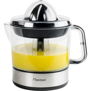 Bestron elektrische Zitrus- & Orangenpresse, inkl. 2 Presskegel und Aromadeckel, Motor mit zwei Drehrichtungen (links/rechts), Füllmenge: 0.7 Liter, 40 Watt, Farbe: Silber günstig