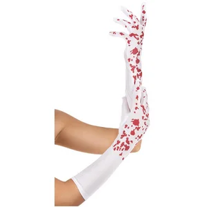 Espa Kostüm Blutverschmierte Horrorhandschuhe für Damen lang weiss-rot günstig