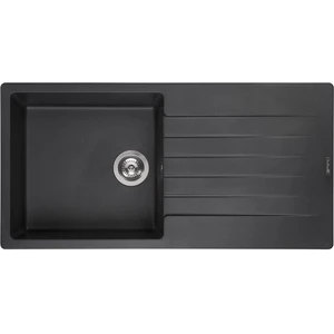 Reginox Granit-Spülbecken mit Abtropffläche, Becken links, Breda 30 Black Silvery 46x44 cm R31254 günstig