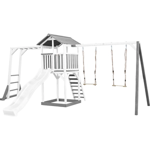 AXI Beach Tower Spielturm aus Holz in Weiß & Grau | Spielhaus für Kind...