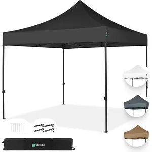 VONROC Pavillon 3x3m wasserdicht stabil - Partyzelt EasyUp System [3Min Aufbau] Popup Faltpavillon modular erweiterbar als Festival Zelt, Gartenpavillon günstig