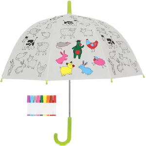 Esschert Design, Unisex, Regenschirm, Ausmal-Regenschirm "Bauernhoftiere, Grün günstig