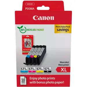 Canon Original CLI-571XL Druckerpatronen - Value Pack + Fotopapier