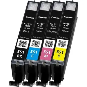 Canon CLI-551 BK/C/M/Y Tinte Multipack, Standardertrag, Schwarz, Cyan,...