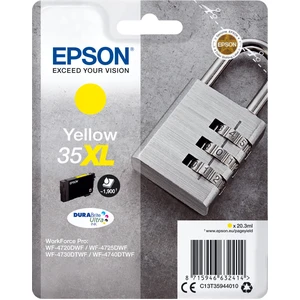 Epson Padlock 35XL Vorhängeschloss DURABrite Ultra Single Yellow Tinte, High (L) Yield, Gelb, Tinte auf Pigmentbasis, 20,3 ml, 20,3 ml, 1 Stück(e)