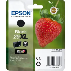 Epson Strawberry Singlepack Black 29XL Claria Home Ink, High (L) Yield, Schwarz, Tinte auf Pigmentbasis, 11,3 ml, 1 Stück(e), 470 Seiten