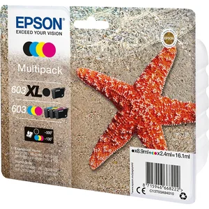 Epson Multipack 4-colours 603 XL Black/Std. CMY, High (L) Yield, Schwa...