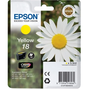 Epson Daisy Singlepack Yellow 18 Claria Home Ink, Standardertrag, Gelb...