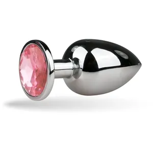 AnalplugSilber aus Metall mit Rosa Zierstein - klein - Easytoys 1 ct