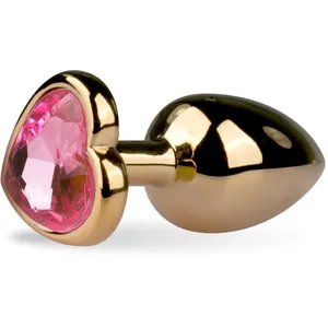 Analplug aus Metall Gold mit Herz Zierstein - klein - Easytoys 1 ct