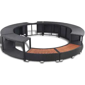 vidaXL Whirlpool-Umrandung Schwarz Poly-Rattan günstig