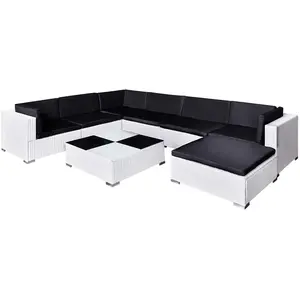 vidaXL 8-tlg. Garten-Lounge-Set mit Auflagen Poly Rattan Weiß günstig