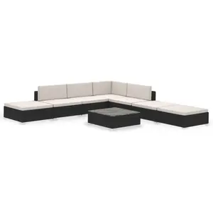vidaXL 8-tlg. Garten-Lounge-Set mit Auflagen Poly Rattan Schwarz günstig