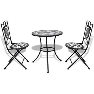 vidaXL 3-tlg. Bistro-Set Keramik Schwarz und Weiß günstig