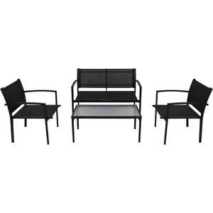 vidaXL 4-tlg. Garten-Lounge-Set Textilene Schwarz günstig