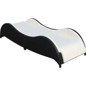 vidaXL Sonnenliege mit Polsterauflage Poly Rattan Schwarz günstig