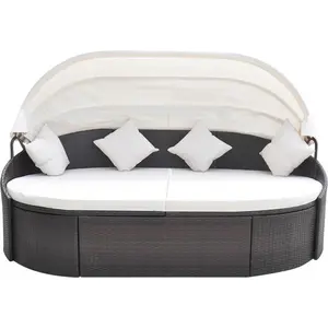 vidaXL Outdoor-Loungebett mit Dach Poly Rattan Braun günstig