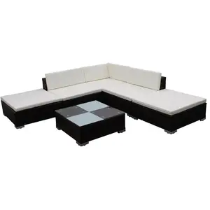 vidaXL 6-tlg. Garten-Lounge-Set mit Auflagen Poly Rattan Braun günstig
