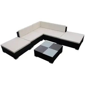 vidaXL 6-tlg. Garten-Lounge-Set mit Auflagen Poly Rattan Schwarz günstig